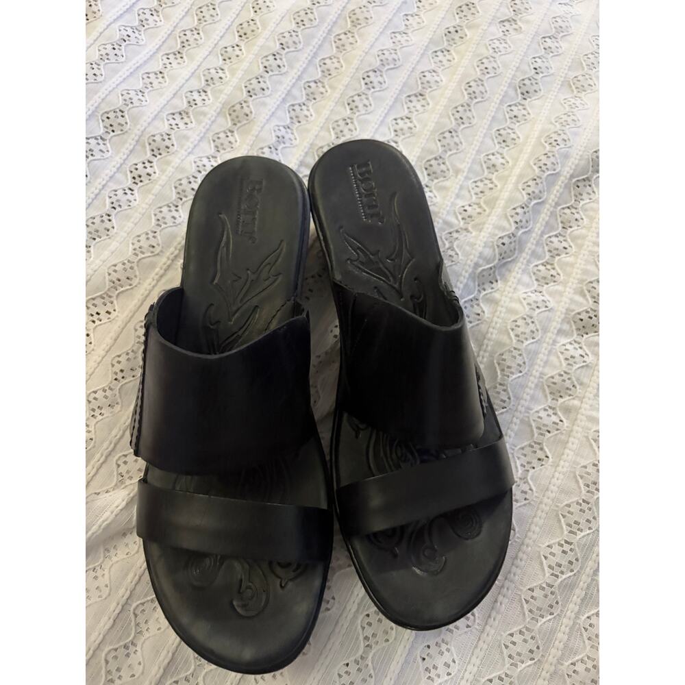 Born Børn Women's Black Leather Slide Sandals Comfort Casual Slip On Size 9M